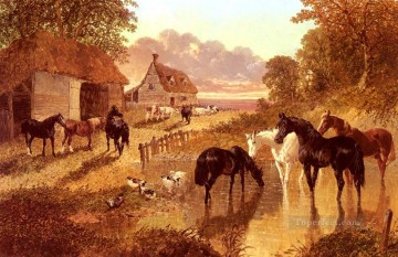 ジョン・フレデリック・ヘリング・シニア Painting - イブニング・アワー・ニシン・シニア・ジョン・フレデリックの馬